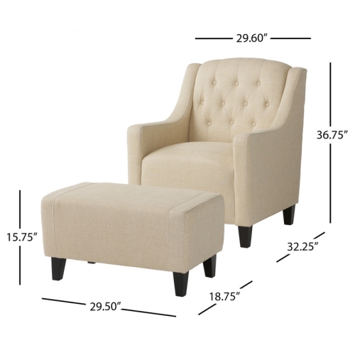 Stylists – Fauteuil en tissu capitonné et repose-pieds