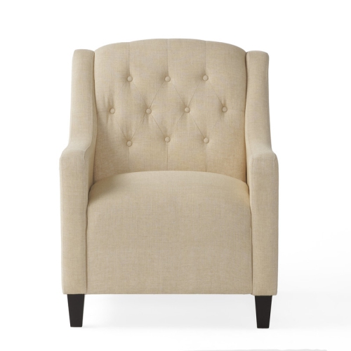 Stylists – Fauteuil en tissu capitonné et repose-pieds