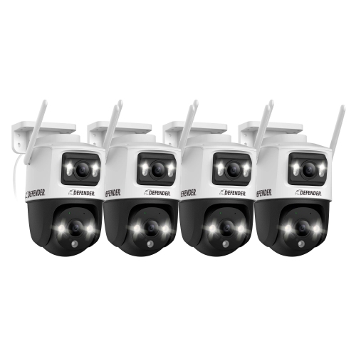 4 caméras de surveillance enfichables Wi-Fi 6 à deux lentilles PTZ Guard Pro 3K PLUS d'AI POWERED de Defender