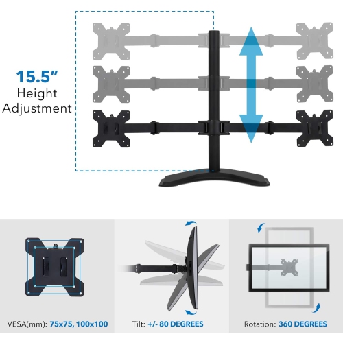 Mount-It! Dual Monitor Stand for Desk - 2 Screen Mount for Two Computer Screens