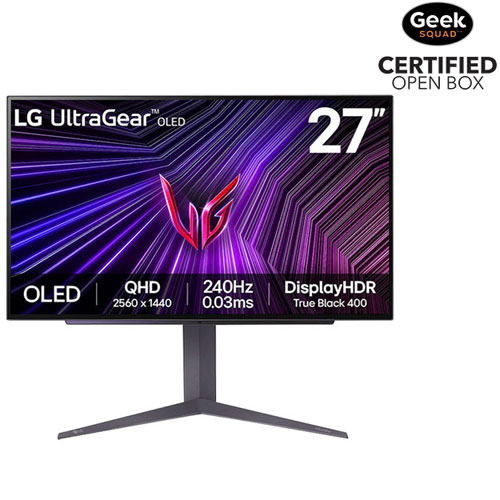 Open Box - LG UltraGear 27" QHD 240Hz 0.03ms GTG OLED LED G-Sync FreeSync Gaming Monitor - Purple Grey