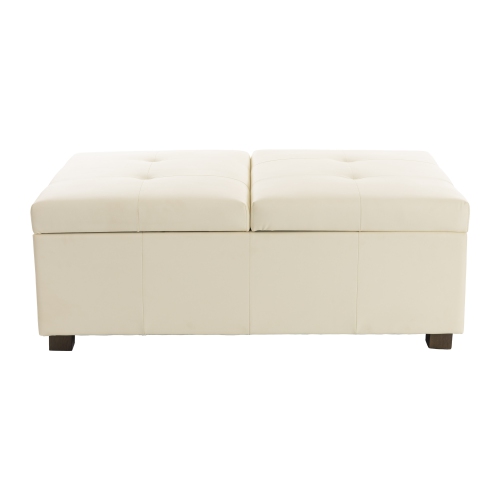 CorLiving – Très grand pouf de rangement en polyuréthane de 47 po, pouf de rangement à 2 portes, coffre de rangement, pour salon, chambre à