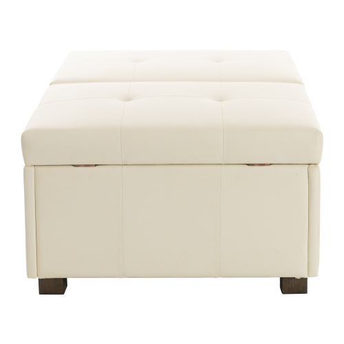 CorLiving – Très grand pouf de rangement en polyuréthane de 47 po, pouf de rangement à 2 portes, coffre de rangement, pour salon, chambre à
