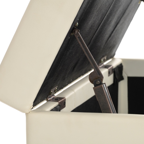 CorLiving – Très grand pouf de rangement en polyuréthane de 47 po, pouf de rangement à 2 portes, coffre de rangement, pour salon, chambre à