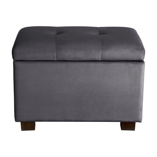 Banc pouf de rangement en velours de Corliving, petit pouf de rangement, repose-pieds, pouf pour petits espaces, pour salon, gris