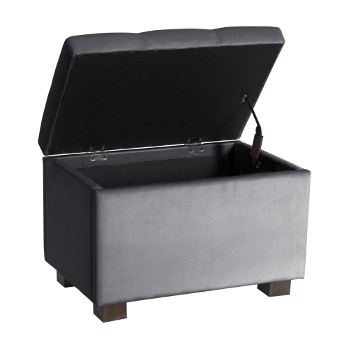 Banc pouf de rangement en velours de Corliving, petit pouf de rangement, repose-pieds, pouf pour petits espaces, pour salon, gris