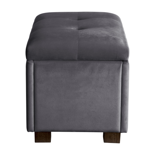 Banc pouf de rangement en velours de Corliving, petit pouf de rangement, repose-pieds, pouf pour petits espaces, pour salon, gris
