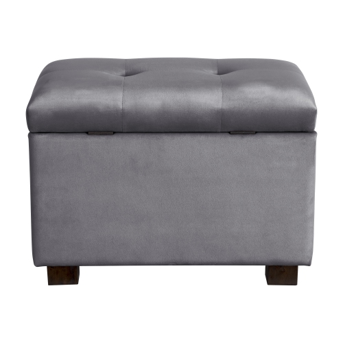 Banc pouf de rangement en velours de Corliving, petit pouf de rangement, repose-pieds, pouf pour petits espaces, pour salon, gris