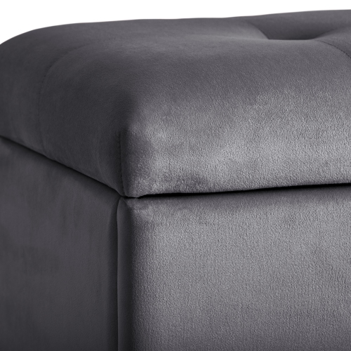 Banc pouf de rangement en velours de Corliving, petit pouf de rangement, repose-pieds, pouf pour petits espaces, pour salon, gris