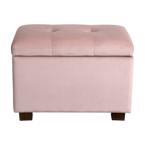 Pouf de rangement en velours de Corliving, petit pouf de rangement, repose-pieds, pouf pour petits espaces, pour salon, rose pâle