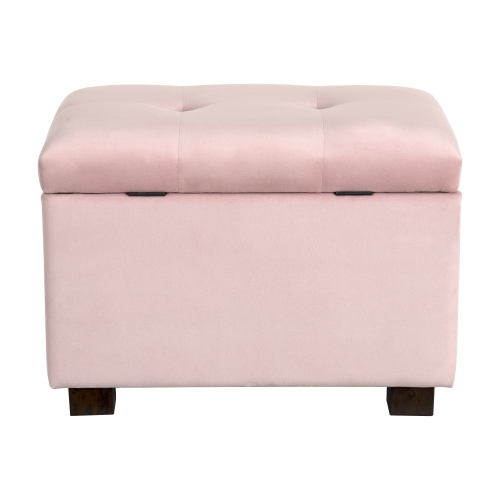 Pouf de rangement en velours de Corliving, petit pouf de rangement, repose-pieds, pouf pour petits espaces, pour salon, rose pâle