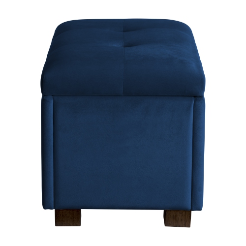 Banc pouf de rangement en velours de Corliving, petit pouf de rangement, repose-pieds, pouf pour petits espaces, pour salon, bleu marine