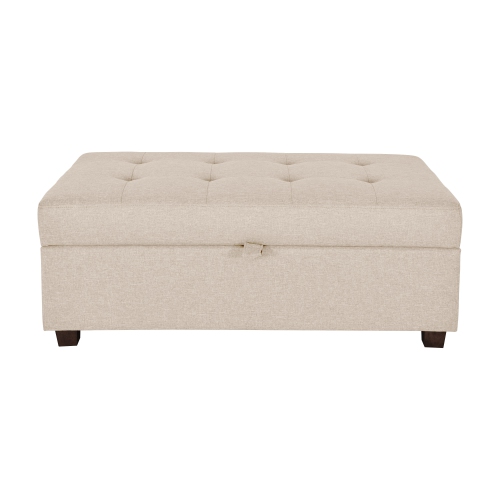 CorLiving – Très grand pouf de rangement de 47 po, pouf de rangement, coffre de rangement, pour salon, chambre à coucher, Beige