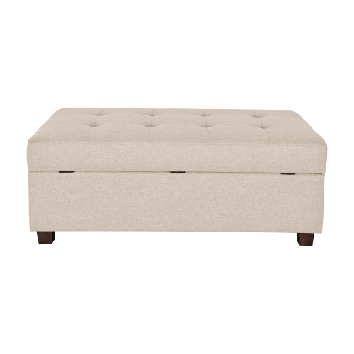 CorLiving – Très grand pouf de rangement de 47 po, pouf de rangement, coffre de rangement, pour salon, chambre à coucher, Beige