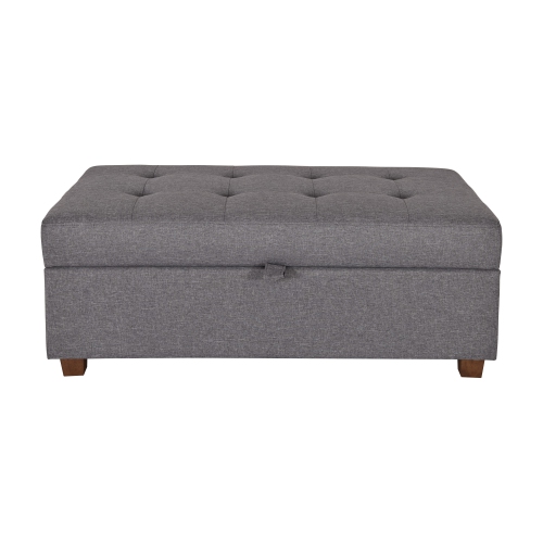 CorLiving – Très grand pouf de rangement de 47 po, pouf de rangement, coffre de rangement, pour salon, chambre à coucher, Gris