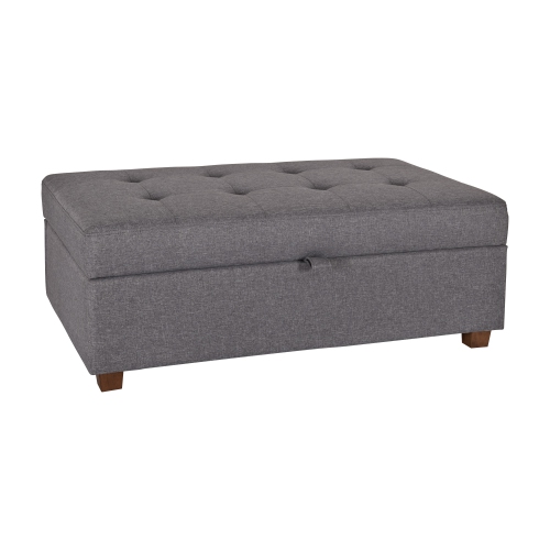 CorLiving – Très grand pouf de rangement de 47 po, pouf de rangement, coffre de rangement, pour salon, chambre à coucher, Gris