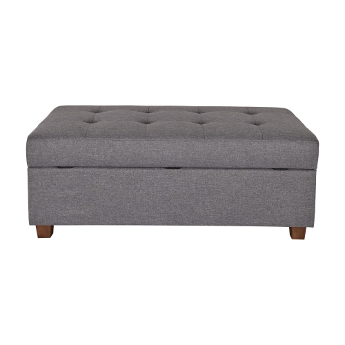 CorLiving – Très grand pouf de rangement de 47 po, pouf de rangement, coffre de rangement, pour salon, chambre à coucher, Gris