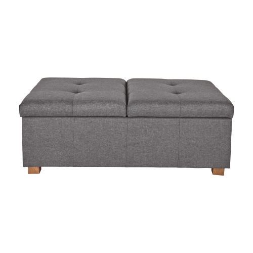 CorLiving Storage Ottoman, Extra Large Two Compartment Storage Tufted Ottoman Bench for Living Room, Bedroom, Storage