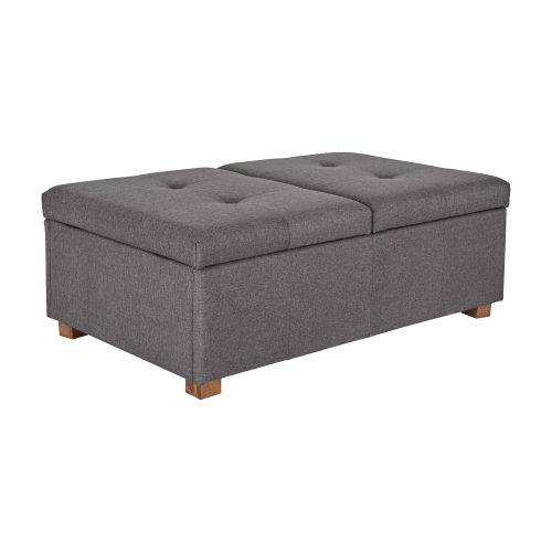CorLiving Storage Ottoman, Extra Large Two Compartment Storage Tufted Ottoman Bench for Living Room, Bedroom, Storage