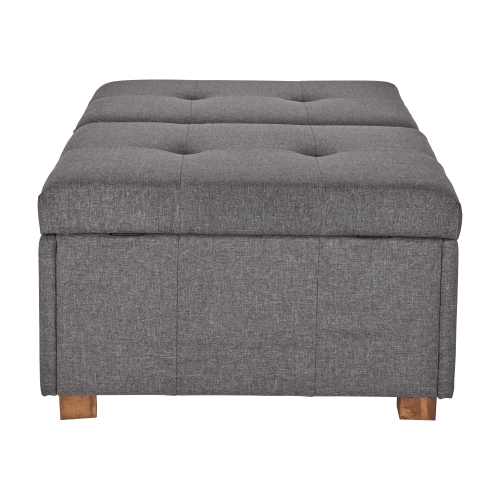 CorLiving Storage Ottoman, Extra Large Two Compartment Storage Tufted Ottoman Bench for Living Room, Bedroom, Storage