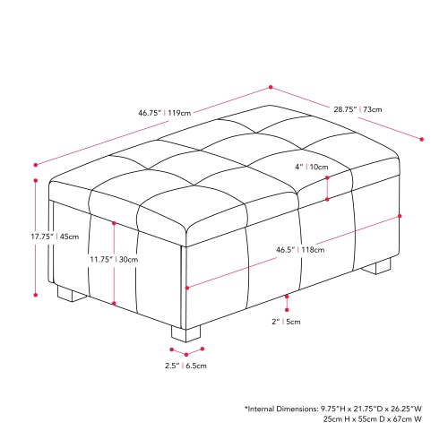 CorLiving Storage Ottoman, Extra Large Two Compartment Storage Tufted Ottoman Bench for Living Room, Bedroom, Storage