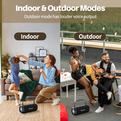 Bobtot -Portable Karaoke Machine for Adults, 80W Peak, Wireless Microphone, IPX6, Lights, Punchy Bass, 3 Echo Levels, Indoor/Outdoor EQ, Stereo