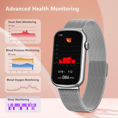 Slim Fitness Tracker with Blood Pressure, 24/7 Heart Rate and Sleep Tracking, IP68 Waterproof Activity Trackers and Smart Watches with Step Tracker,
