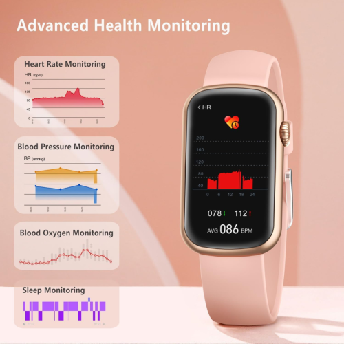 Slim Fitness Tracker with Blood Pressure, 24/7 Heart Rate and Sleep Tracking, IP68 Waterproof Activity Trackers and Smart Watches with Step Tracker,