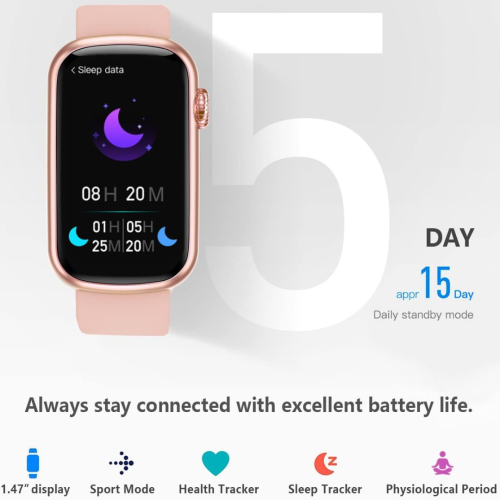 Slim Fitness Tracker with Blood Pressure, 24/7 Heart Rate and Sleep Tracking, IP68 Waterproof Activity Trackers and Smart Watches with Step Tracker,
