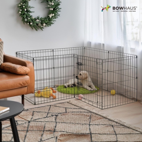 CAPHAUS Foldable Outdoor/Indoor Pet Playpen with Gate, Available in 30 Inch Height Metal Portable Kennel, Heavy-Duty Exercise Fence Cage 8 Panels for