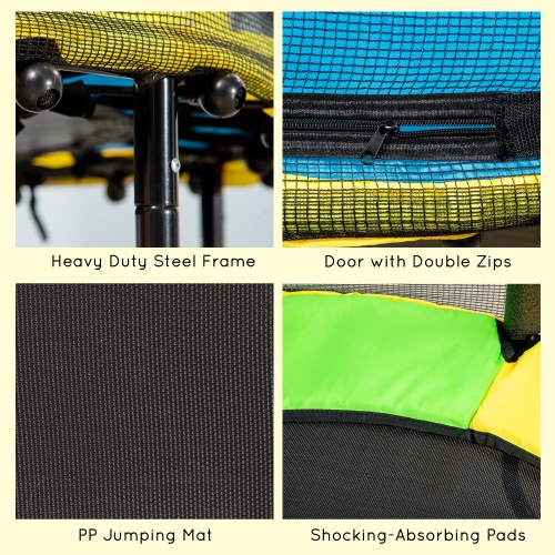 Qaba 55" Trampoline for Kids, 44.5"H Indoor Outdoor Toddler Trampoline with Safety Enclosure Net, Baby Recreational Play for Boys and Girls, Ages