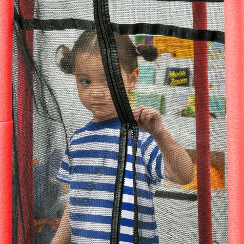 Soozier 63" Kids Trampoline Mini Indoor Bouncer Jumper with Enclosure Net Elastic Thick Padded Pole Gift for Child Toddler Age 3-10 Years Old Red