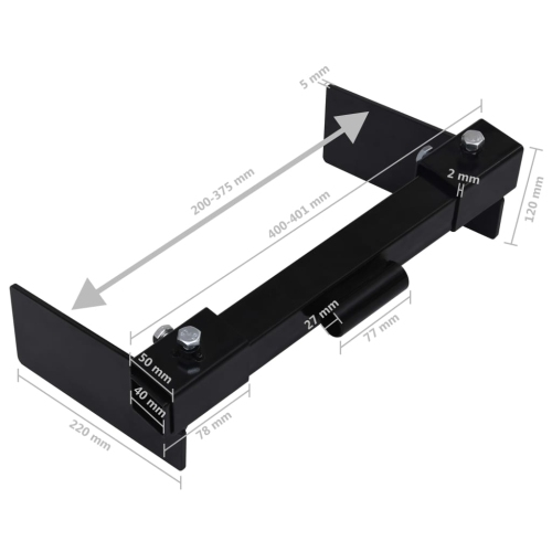 Adaptateur de chasse-neige vidaXL pour tondeuse à gazon, noir