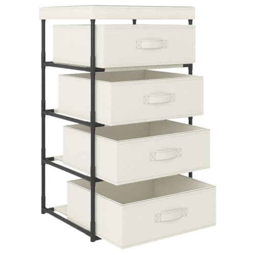 vidaXL Storage Rack with 4 Fabric Baskets Steel Cream