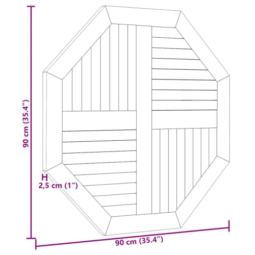 vidaXL Table Top 90x90x2.5 cm Octagonal Solid Wood Teak
