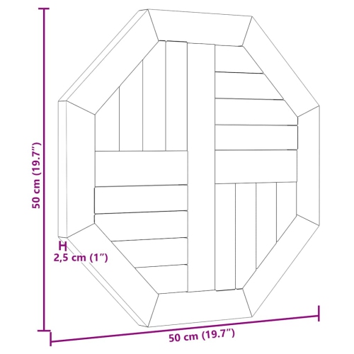 VidaXL Dessus de table 50x50x2.5&nbsp;cm Teck de bois massif octogonal