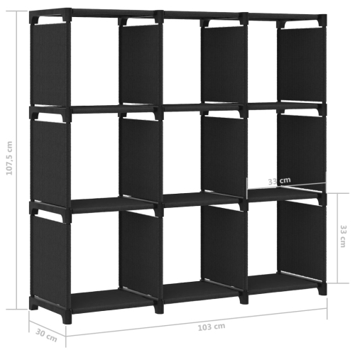 vidaXL 9-Cube Display Shelf Black 103x30x107.5 cm Fabric