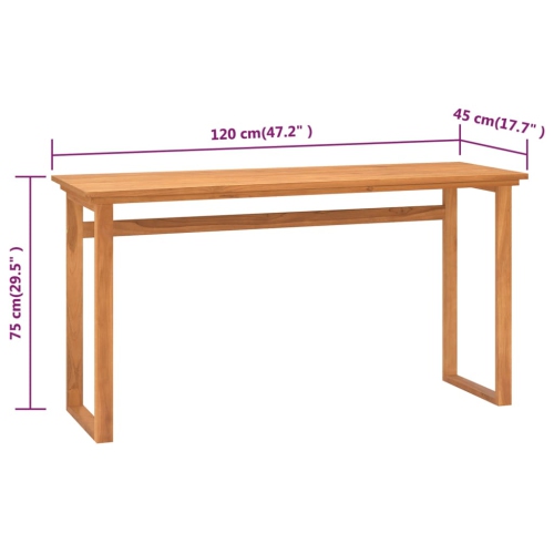 vidaXL Desk 120x45x75 cm Solid Wood Teak
