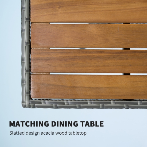 Outsunny 5 Pieces Rattan Patio Dining Set for 4, Patio Table and Chairs with 50mm Umbrella Hole and Cushions, Wicker Outdoor Dining Set for Garden,