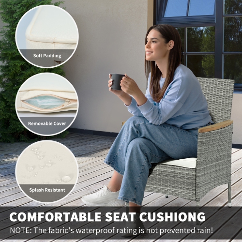 Outsunny 5 Pieces Rattan Patio Dining Set for 4, Patio Table and Chairs with 50mm Umbrella Hole and Cushions, Wicker Outdoor Dining Set for Garden,