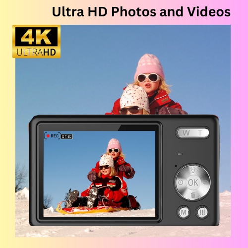 MAKATA Kid's 4K Digital Camera and Video Recorder 48MP 16X Zoom 1080P HD Vlogging Point and Shoot Camera 32GB Memory Card, Gift for Kids, Teens,