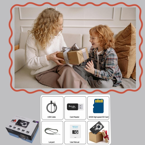 MAKATA Kid's 4K Digital Camera and Video Recorder 48MP 16X Zoom 1080P HD Vlogging Point and Shoot Camera 32GB Memory Card, Gift for Kids, Teens,