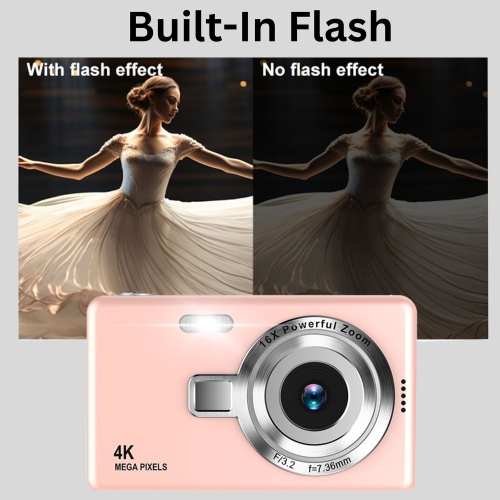 MAKATA Kid's 4K Digital Camera and Video Recorder 48MP 16X Zoom 1080P HD Vlogging Point and Shoot Camera 32GB Memory Card, Gift for Kids, Teens,