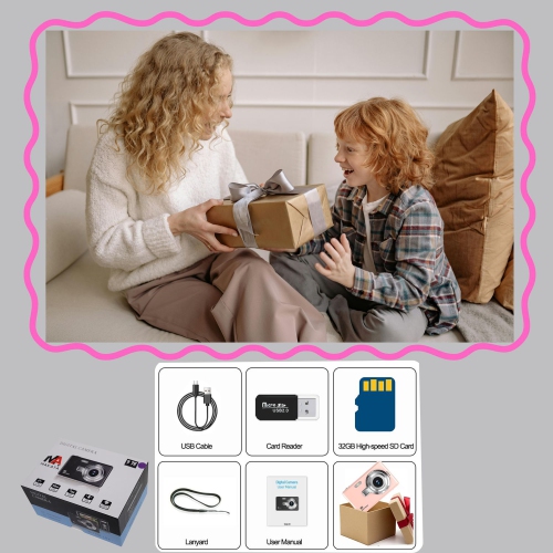 MAKATA Kid's 4K Digital Camera and Video Recorder 48MP 16X Zoom 1080P HD Vlogging Point and Shoot Camera 32GB Memory Card, Gift for Kids, Teens,