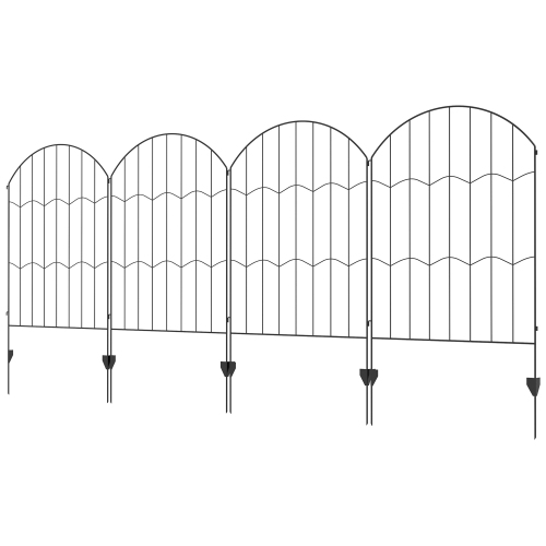 OUTSUNNY  Garden Fence, 4 Pack Steel Fence Panels, 11.4' L X 43" H, Rust-Resistant Animal Barrier, Decorative Border Flower Edging for Yard, Patio