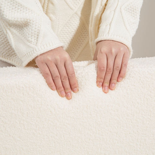 HOMCOM – Causeuse 56&nbsp;po, canapé 2 places rembourré avec accoudoirs et pattes en bois pour le salon, la chambre à coucher, blanc crème