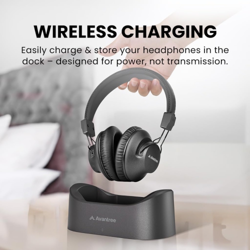 Avantree HT5009 Plus - Bluetooth 5.3 Wireless Headphones for TV Watching with Transmitter & Charging Dock, Pass-Through Support, Clear Voice Mode