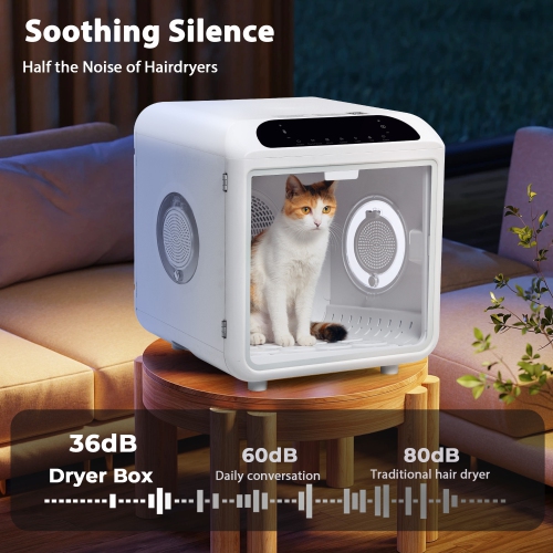 HOXPETY 66L Large Pet Dryer Box, Automatic Ultra Quiet Cat Hair Drying Box with Smart Temperature, Wind and Time Via APP or Touch Panel Control,
