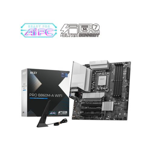 MSI  Pro B860M-A Wifi W/ Ddr5-8600 (Oc), PCie 5.0 Slot, 3X M.2 Slots, 7.1 Audio, 5GB Lan, Wi-Fi 7, Bt 5.4