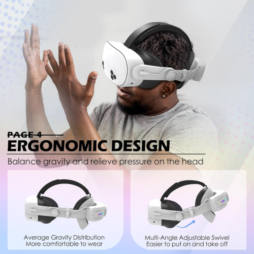 Head Strap Accessories Compatible for Quest 3S with Extended 12000mah Battery Pack, PD Fast Charging 9V 2A Extended Gaming Time with RGB Light